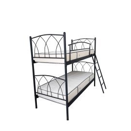 01-00-23 Κρεβάτι Κουκέτα Μεταλλική Wire Μονή 090x200 Με Σκάλα Και Προστατευτικό 