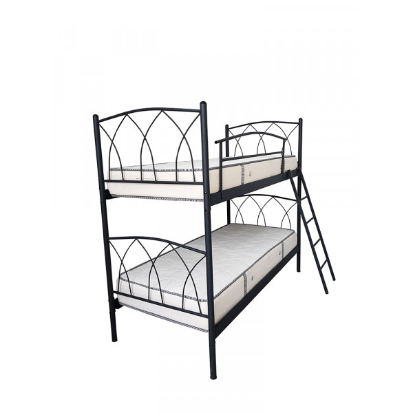 01-00-23 Κρεβάτι Κουκέτα Μεταλλική Wire Μονή 090x200 Με Σκάλα Και Προστατευτικό 